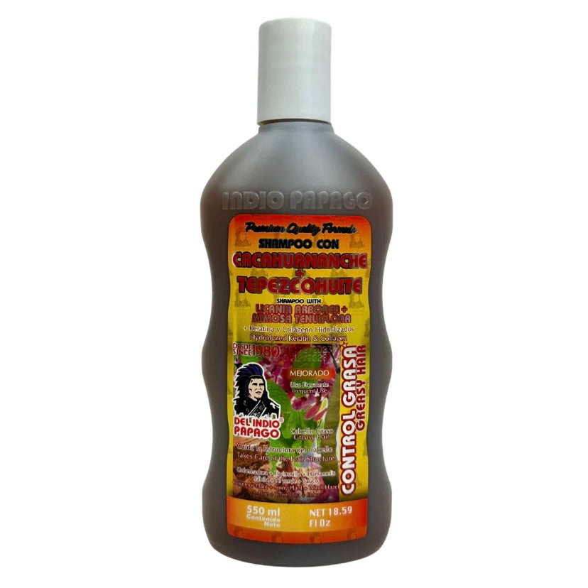 Del Indio Papago Cacahuananche +
Tepezcohuite Control Grasa
Shampoo 550ml