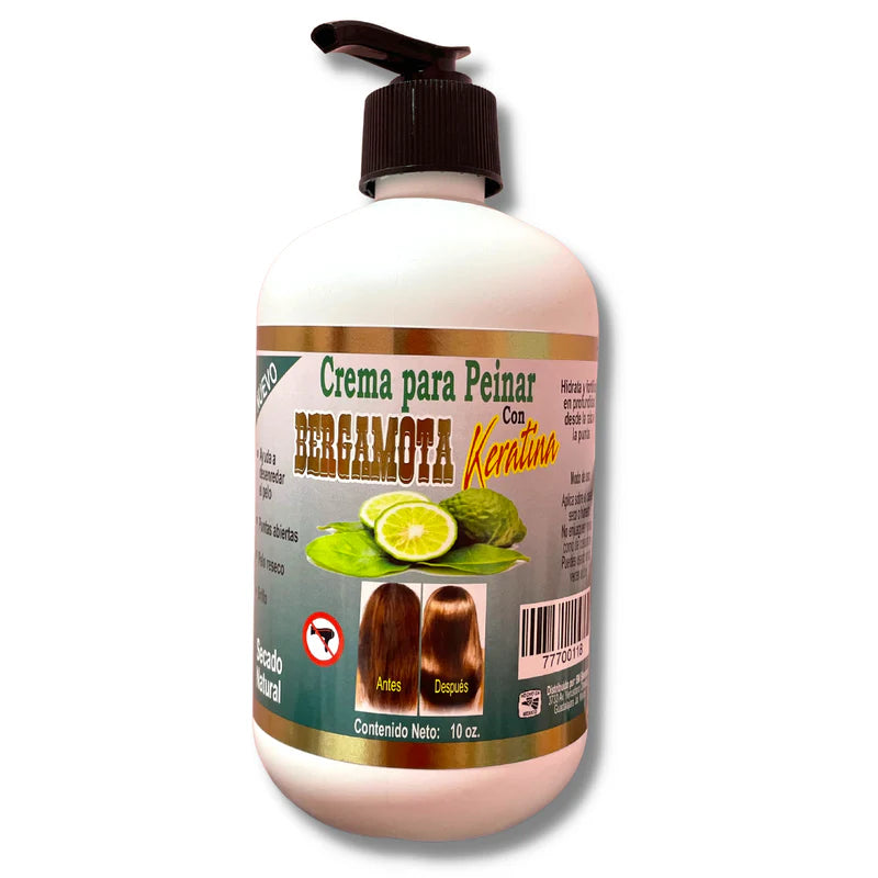 Crema para peinar Bergamota con Keratina 10 OZ