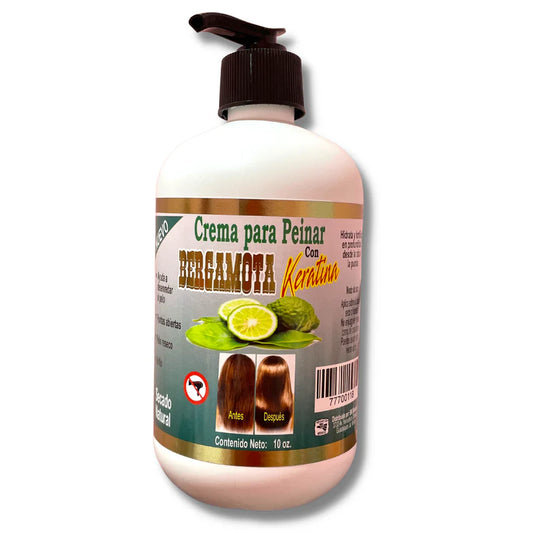 Crema para peinar Bergamota con Keratina 10 OZ
